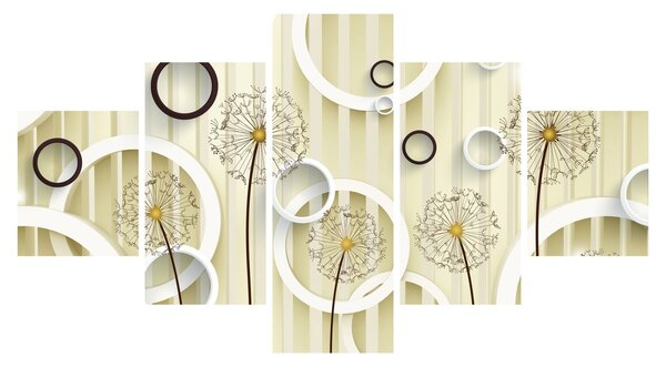 Abstrakcyjny obraz z dmuchawcami (125x70 cm)