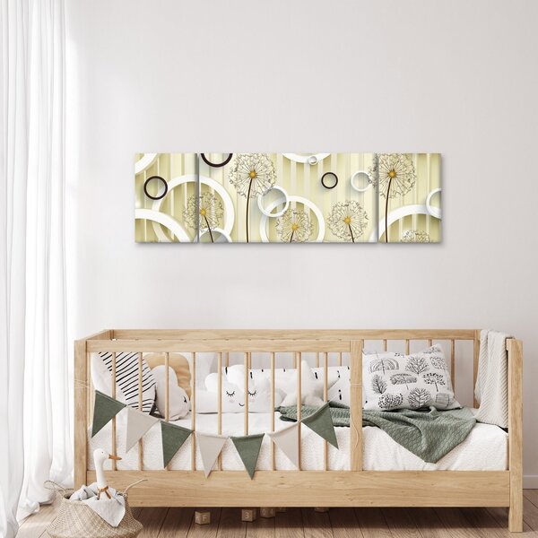 Abstrakcyjny obraz z dmuchawcami (170x50 cm)