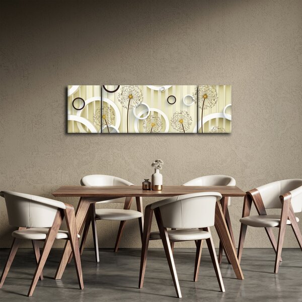 Abstrakcyjny obraz z dmuchawcami (170x50 cm)