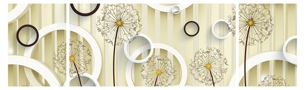 Abstrakcyjny obraz z dmuchawcami (170x50 cm)