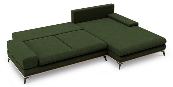 Butelkowozielony rozkładany narożnik Windsor & Co Sofas Planet, prawostronny