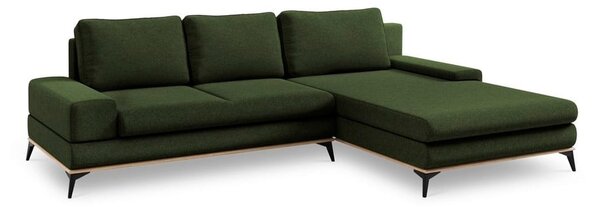 Butelkowozielony rozkładany narożnik Windsor & Co Sofas Planet, prawostronny