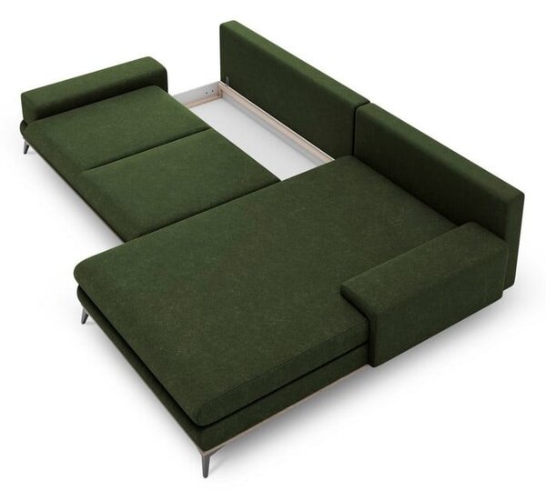 Butelkowozielony rozkładany narożnik Windsor & Co Sofas Planet, prawostronny