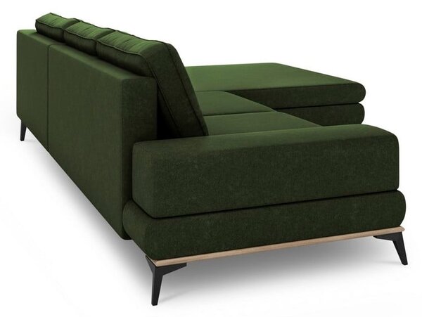 Butelkowozielony rozkładany narożnik Windsor & Co Sofas Planet, prawostronny