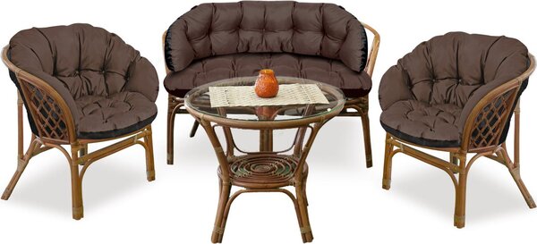 Zestaw ogrodowy 2x122x40cm + 190x40cm na krzeso kanap hutawk meble rattanowe wodoodporny brzowy