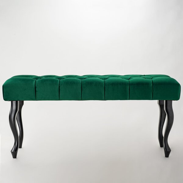 Ławka pikowana Chesterfield - Butelkowa Zieleń