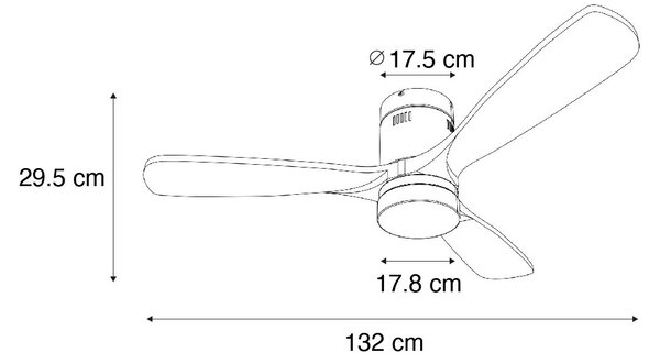 Czarny wentylator sufitowy z LED i pilotem - Sofia
