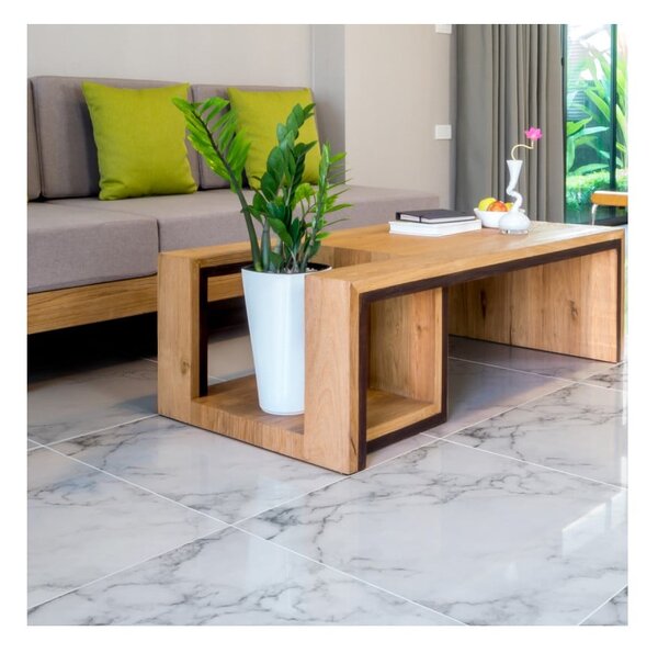 Naklejka na podłogę Ambiance Slab Stickers White Marble, 30x30 cm