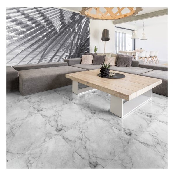 Naklejka na podłogę Ambiance Slab Stickers White Marble, 30x30 cm