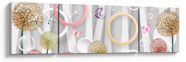 Abstrakcyjny obraz z dmuchawcami (170x50 cm)