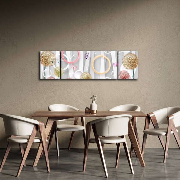 Abstrakcyjny obraz z dmuchawcami (170x50 cm)