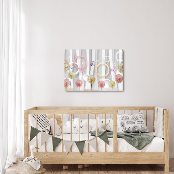 Abstrakcyjny obraz z dmuchawcami (70x50 cm)