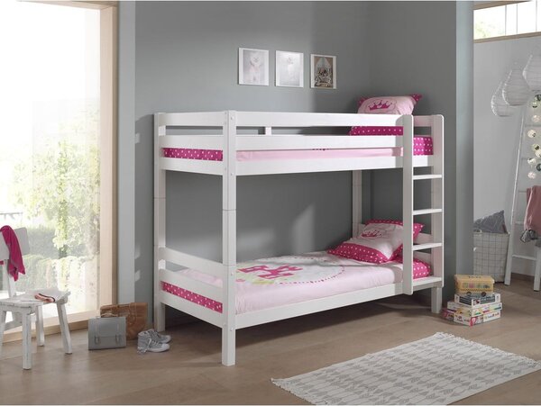 Białe piętrowe łóżko dziecięce 90x200 cm Pino – Vipack