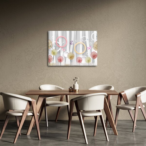 Abstrakcyjny obraz z dmuchawcami (70x50 cm)