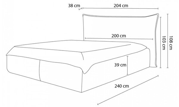 Beżowe tapicerowane łóżko dwuosobowe ze schowkiem ze stelażem 160x200 cm Jade – Bobochic Paris