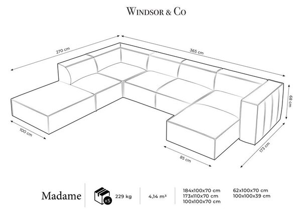 Jasnobrązowy skórzany narożnik (lewostronny) Madame – Windsor & Co Sofas