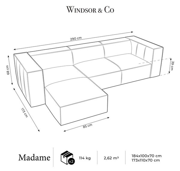 Jasnobrązowy skórzany narożnik (lewostronny) Madame – Windsor & Co Sofas