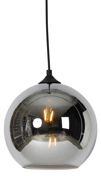 Czarna lampa wisząca art deco z przydymionym szkłem - Wallace Oswietlenie wewnetrzne