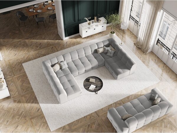 Jasnoszara aksamitna sofa 222 cm Kendal – Micadoni Home