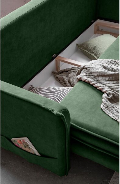 Zielona aksamitna rozkładana sofa 225 cm Charming Charlie – Miuform