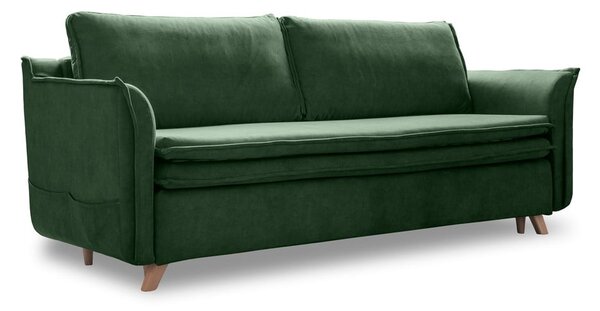 Zielona aksamitna rozkładana sofa 225 cm Charming Charlie – Miuform