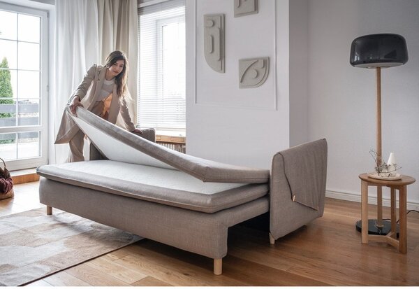 Jasnobrązowa rozkładana sofa 207 cm Simon – Miuform