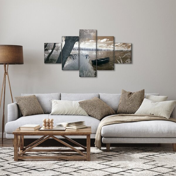 Obraz łodzi na jeziorze (125x70 cm)