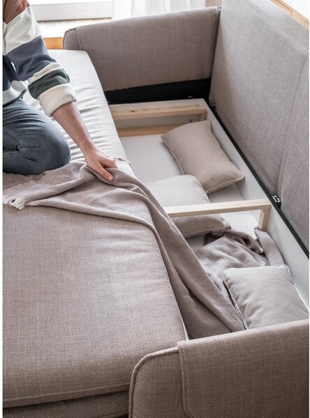 Jasnobrązowa rozkładana sofa 207 cm Simon – Miuform