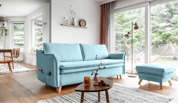 Jasnoniebieska rozkładana sofa 225 cm Charming Charlie – Miuform