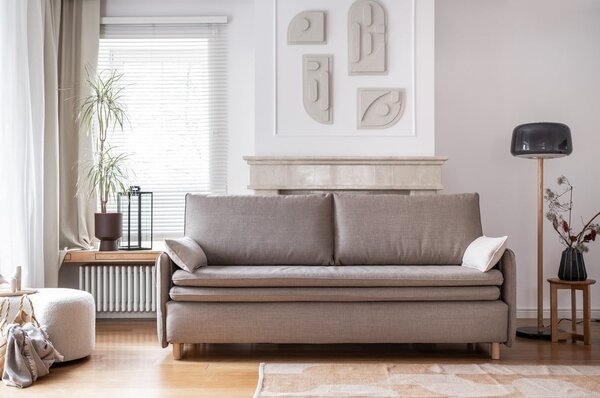 Jasnobrązowa rozkładana sofa 207 cm Simon – Miuform
