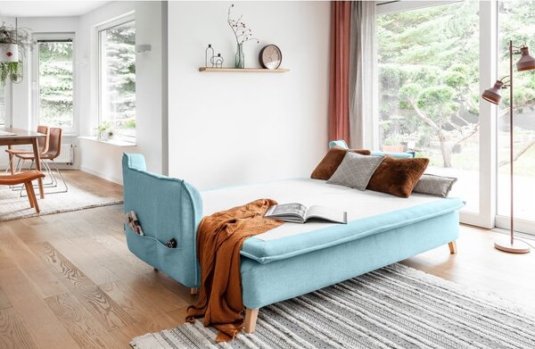 Jasnoniebieska rozkładana sofa 225 cm Charming Charlie – Miuform