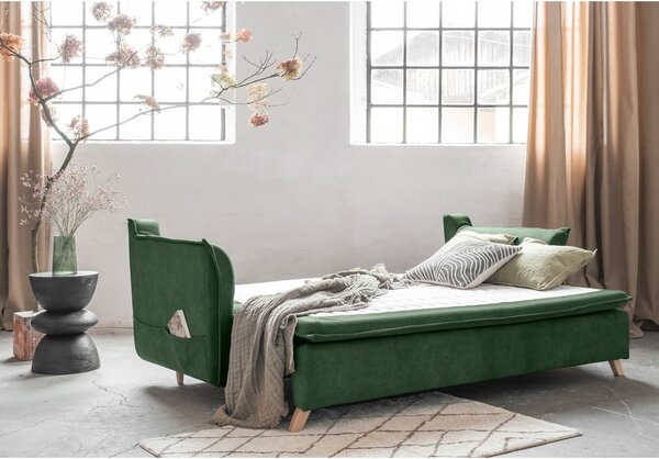 Zielona aksamitna rozkładana sofa 225 cm Charming Charlie – Miuform