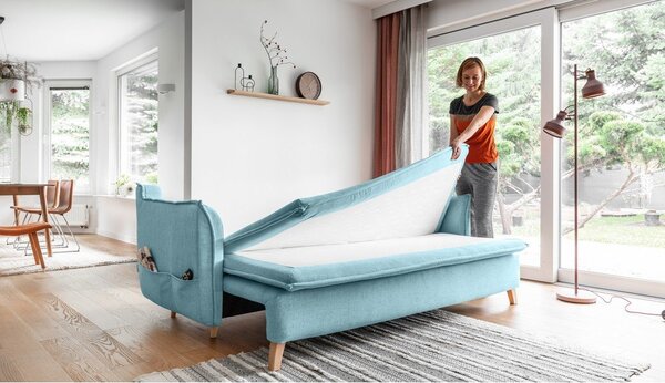Jasnoniebieska rozkładana sofa 225 cm Charming Charlie – Miuform
