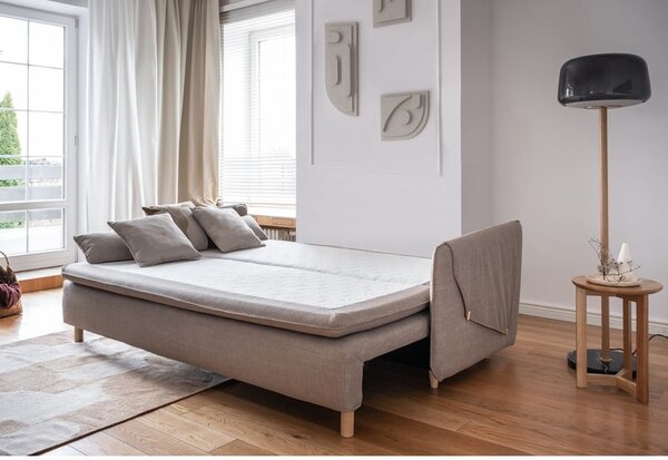 Jasnobrązowa rozkładana sofa 207 cm Simon – Miuform