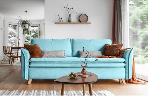 Jasnoniebieska rozkładana sofa 225 cm Charming Charlie – Miuform