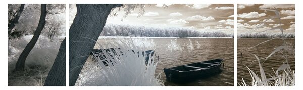 Obraz łodzi na jeziorze (170x50 cm)