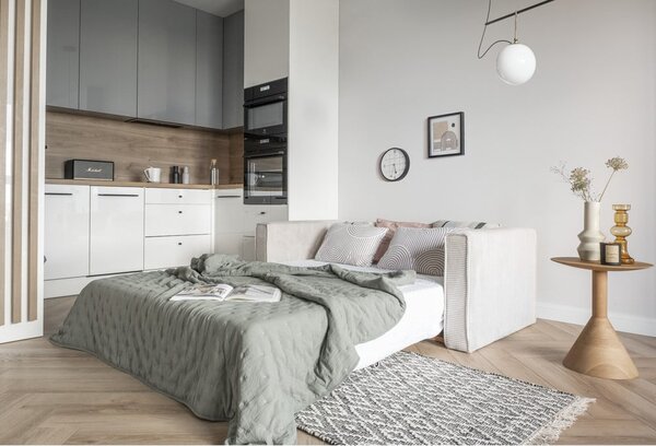 Biała rozkładana sofa 168 cm Lucky Lucy – Miuform