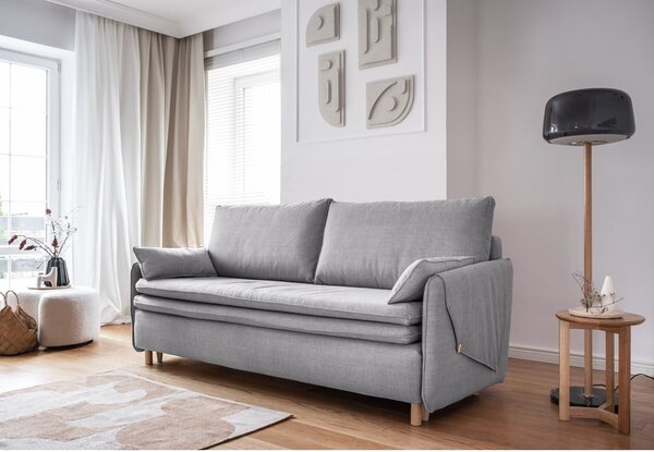 Jasnoszara rozkładana sofa 207 cm Simon – Miuform