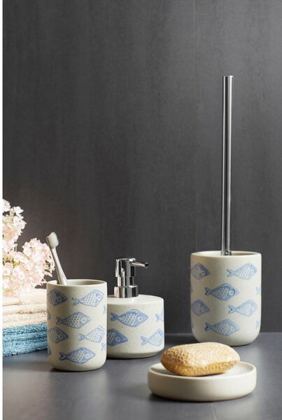 Niebiesko-biały ceramiczny kubek na szczoteczki Wenko Aquamarin