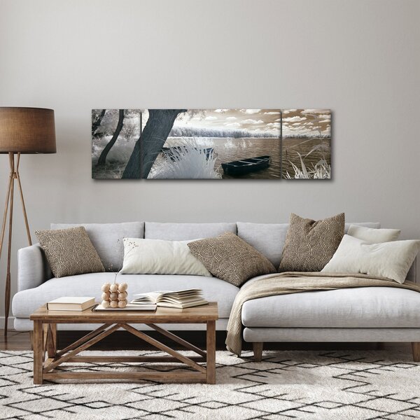 Obraz łodzi na jeziorze (170x50 cm)