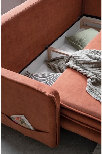 Ceglasta aksamitna rozkładana sofa 225 cm Charming Charlie – Miuform