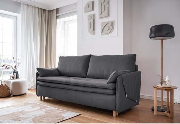 Ciemnoszara rozkładana sofa 207 cm Simon – Miuform