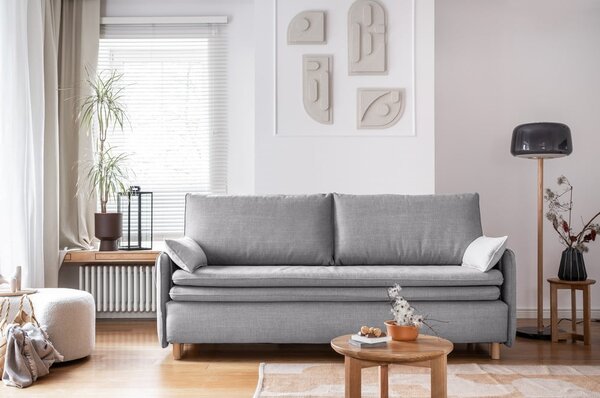 Jasnoszara rozkładana sofa 207 cm Simon – Miuform