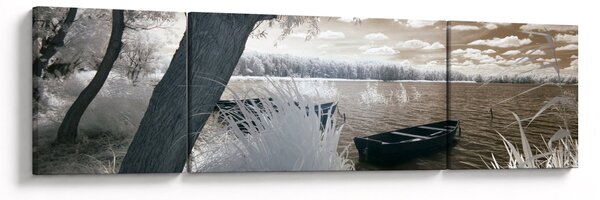 Obraz łodzi na jeziorze (170x50 cm)
