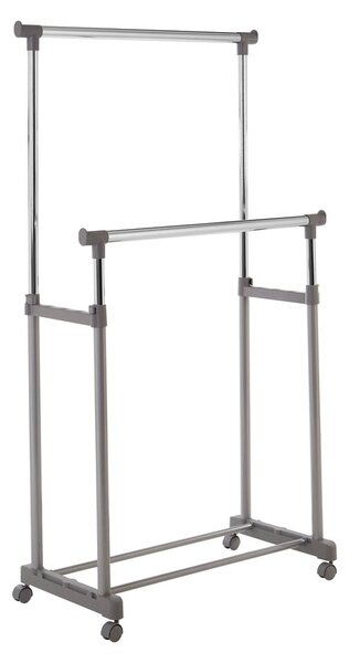 Metalowy teleskopowy stojak na ubrania na kółkach w kolorze srebra – Premier Housewares