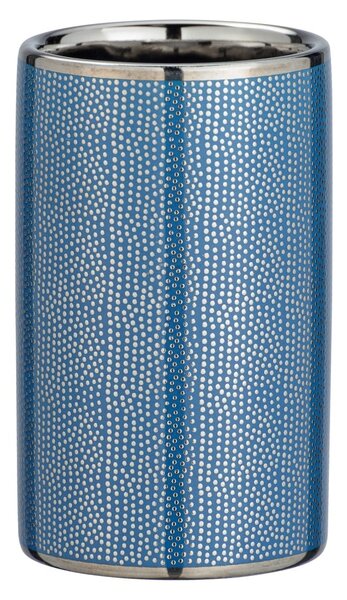Niebieski ceramiczny kubek na szczoteczki z detalem w kolorze srebra Wenko Nuria