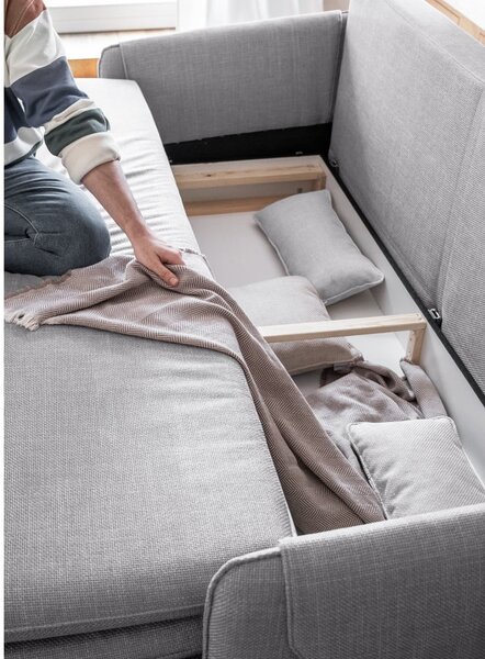 Jasnoszara rozkładana sofa 207 cm Simon – Miuform
