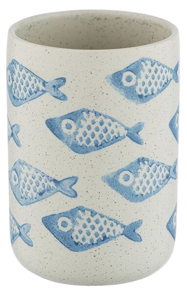 Niebiesko-biały ceramiczny kubek na szczoteczki Wenko Aquamarin