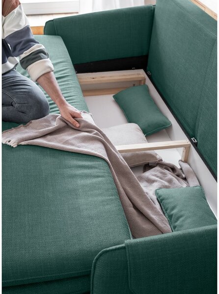 Turkusowa rozkładana sofa 207 cm Simon – Miuform
