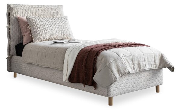 Beżowe tapicerowane łóżko jednoosobowe ze stelażem 90x200 cm Sleepy Luna – Miuform